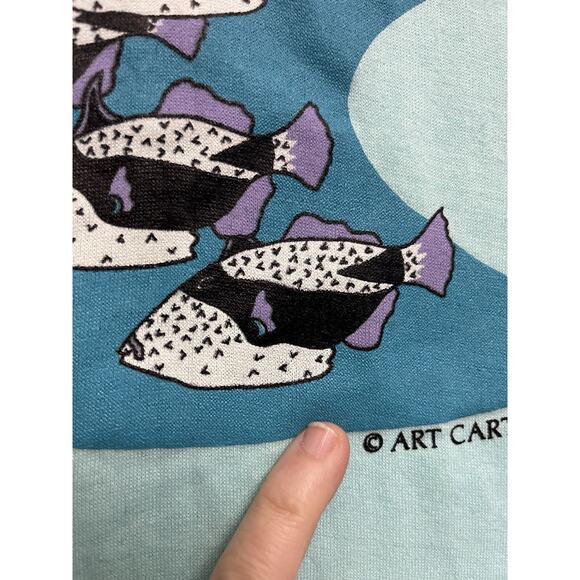 VTG 80s Humuhumunukunukuapua'a Fish Graphic T-Shirt Hawaii Single Stitch Wmns M - Picture 6 of 7